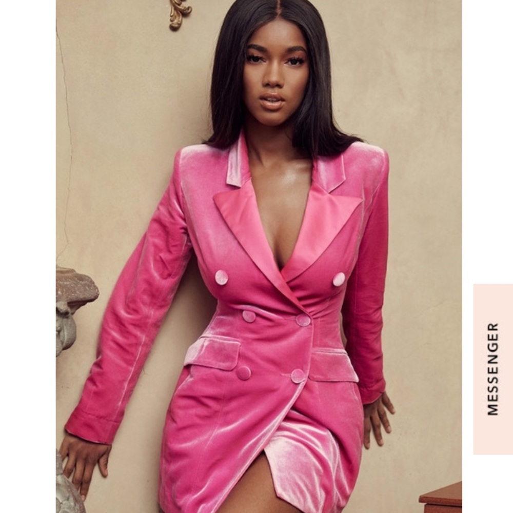House of CB Pink Velvet Blazer Dress